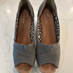 TOMS Womens Michelle Wedge Heel Size W10 Gray Open Toe Canvas 3.5 In Rope Wedge